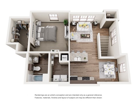1 Bedroom 1 Bathroom Floor Plan at Palisades at Pleasant Crossing, Arkansas, 72758